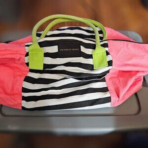 Victoria's Secret Getaway Tote Bag Large Travel Weekender Duffle Neon Stripe